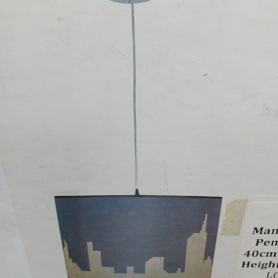 BOXED NAEVE LEUCHTEN MANHATTAN 1 LIGHT DRUM PENDANT GREY FIXTURE