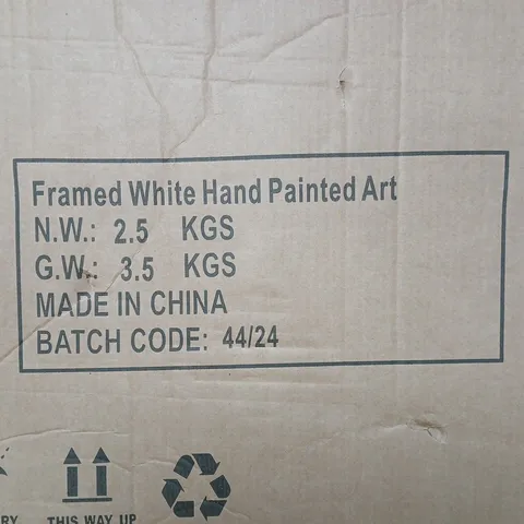 FRAMED WHITE HAND PAINTED ART - COLLECTION ONLY 