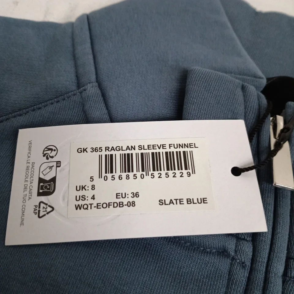 GYMKING RAGLAN SLEEVE FUNNEL TOP SLATE BLUE UK 8