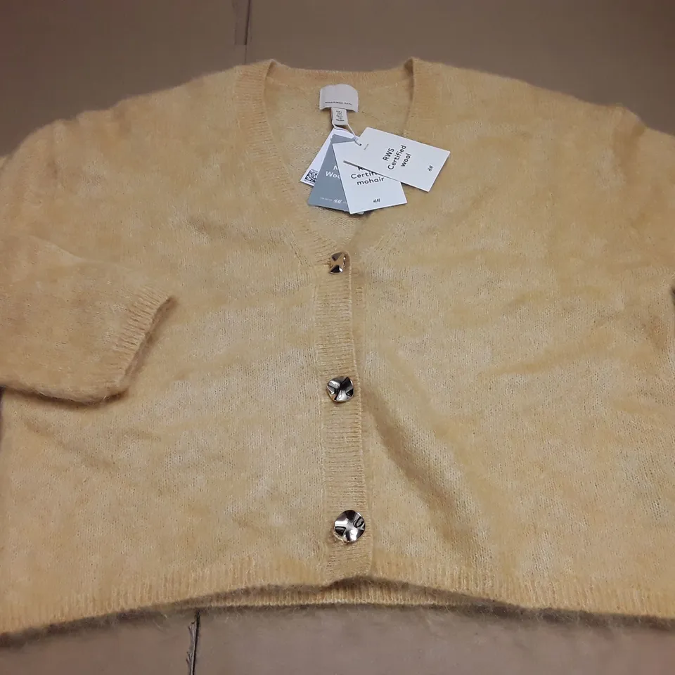 H&M MOHAIR/WOOL BLEND YELLOW CARDIGAN - EUR S