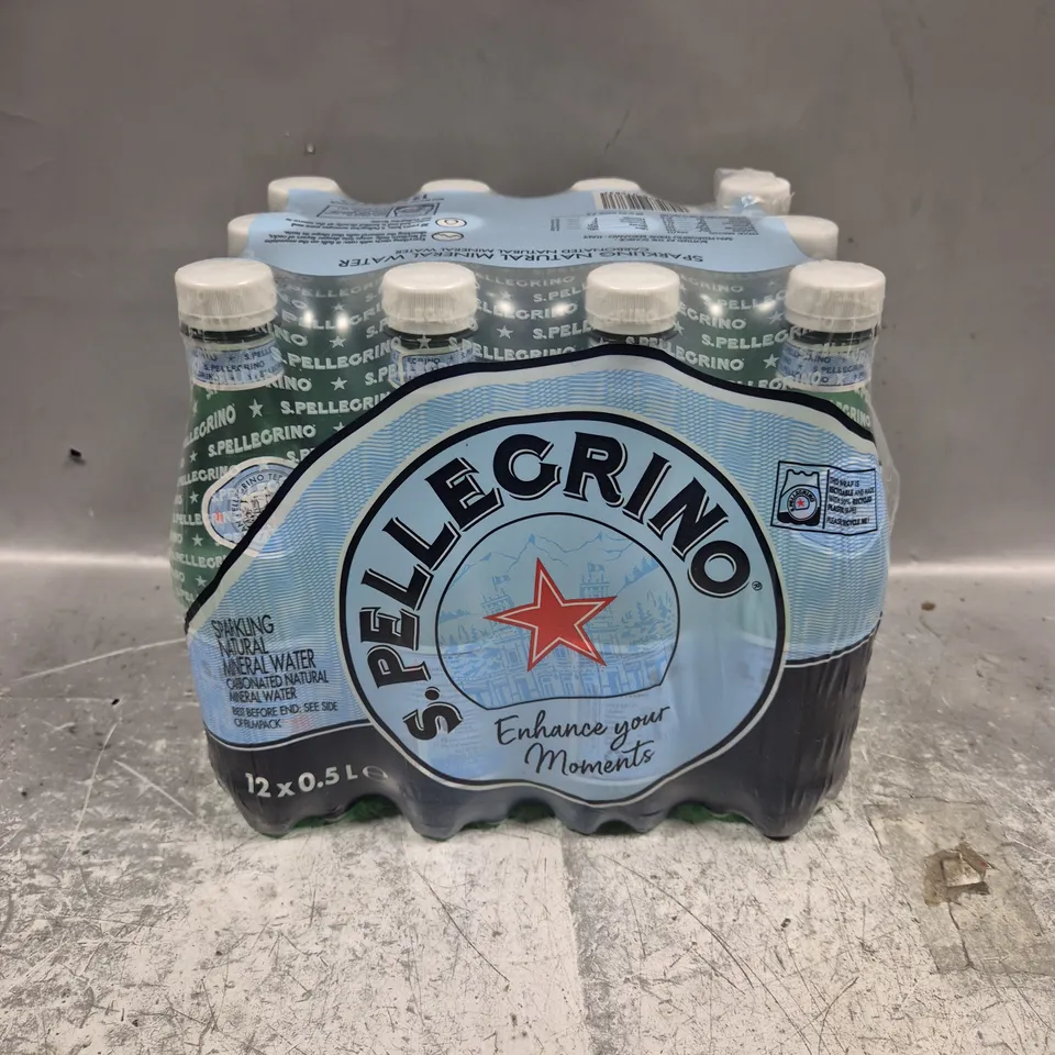 12 X BOTTLES OF PELLEGRINO SPARKLING NATURAL MINERAL WATER - 12 X 500ML 