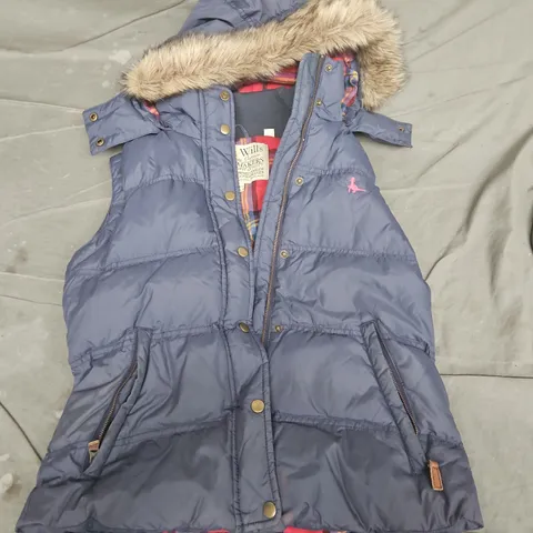 JACK WILLS HOODED GILET IN NAVY - UK 12