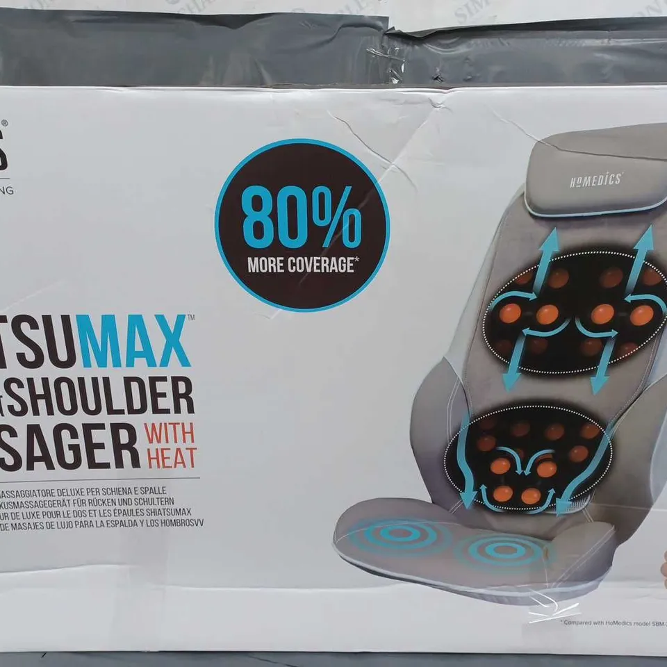 BOXED HOMEDICS MAX SHIATSU MASSAGE CHAIR BACK AND SHOULDER MASSAGER CBS-1000-EU