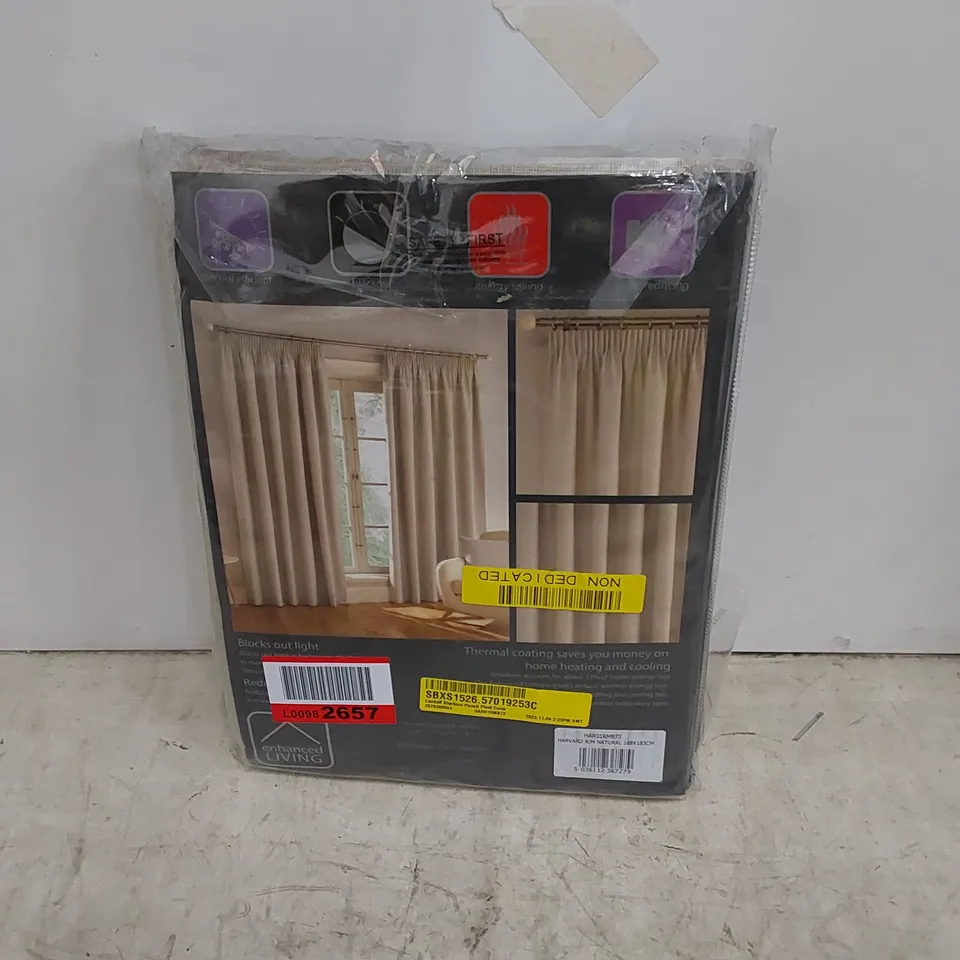 LANDAFF BLACKOUT PENCIL PLEAT CURTAINS - NATURAL // SIZE: 168 X 183cm