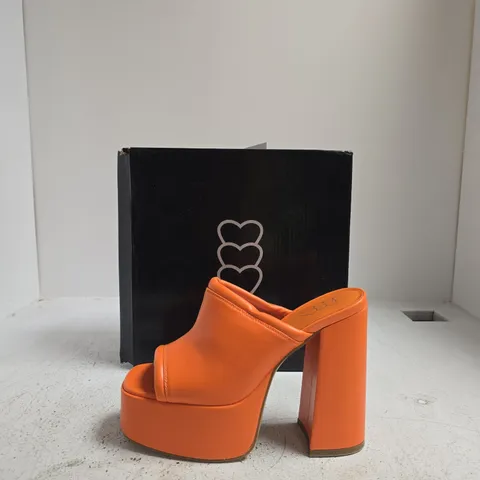 KOI ORANGE PU PLATFORM SANDALS – WOMEN'S HEELS – UK 8 (DBP53)