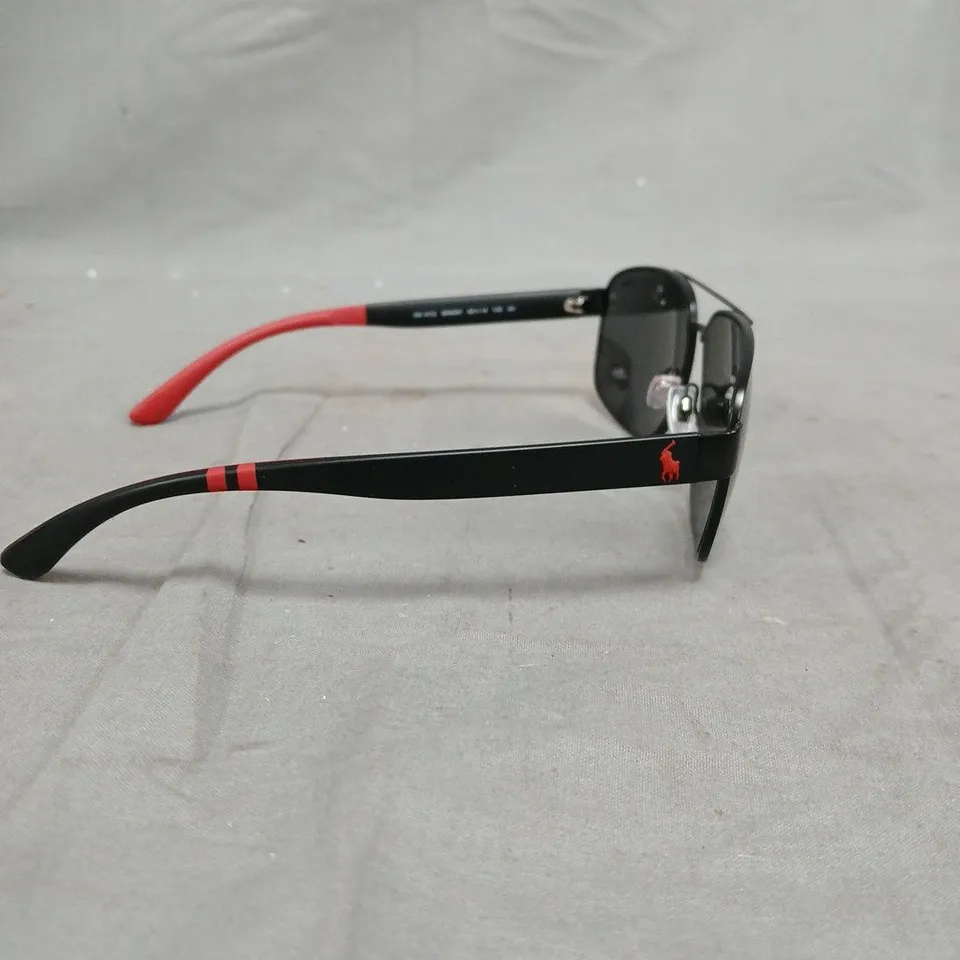 POLO RALPH LAUREN 0PH3112 PILOT SUNGLASSES- BLACK/RED