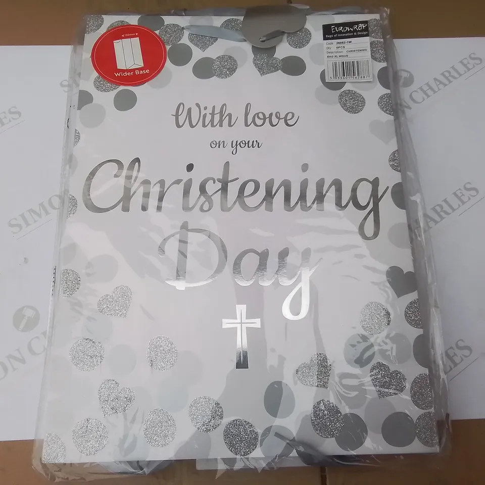 LOT OF 42 BOXES OF BRAND NEW XL CHRISTENING GIFT BAGS - 72 PER BOX / TOTAL 3024