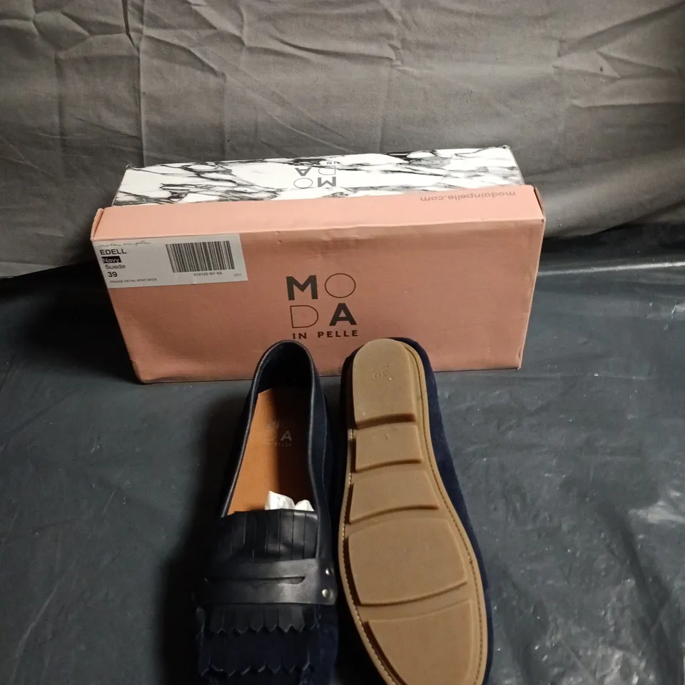 MODA IN PELLE NAVY SUEDE LOAFERS – WOMEN'S, EU 39 , BOXED