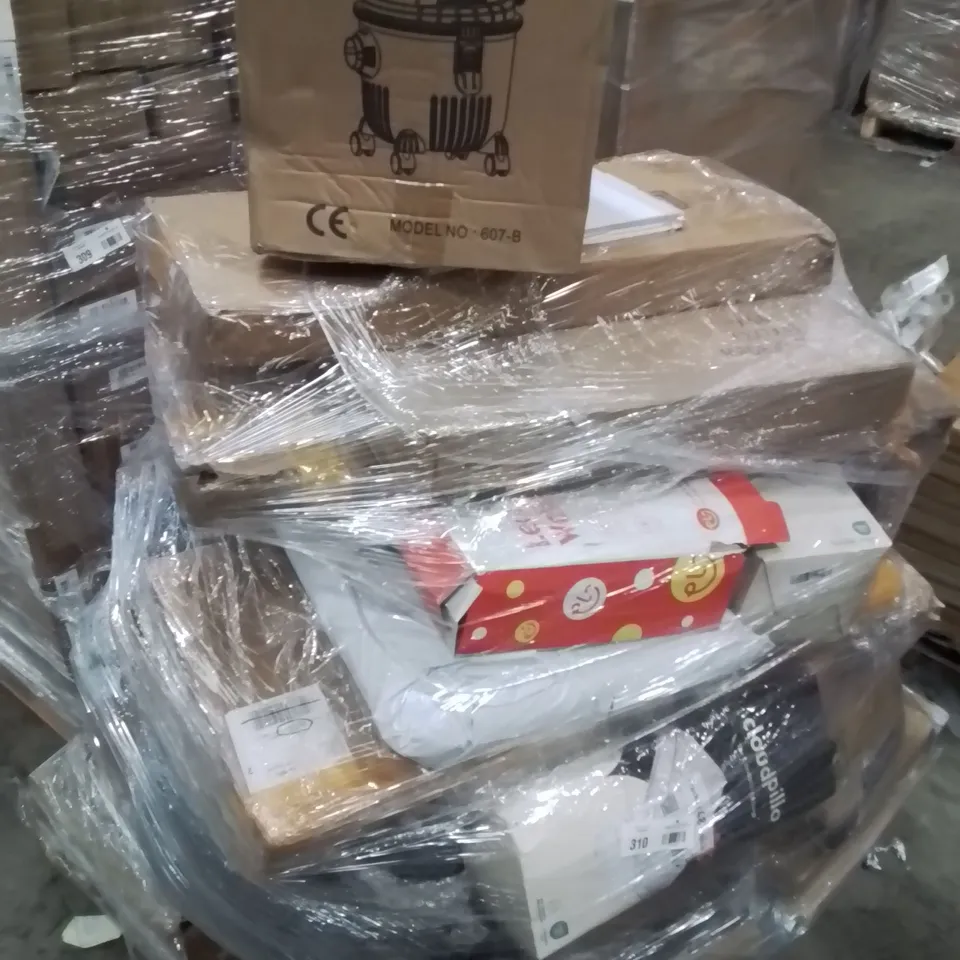 PALLET CONTAINING VARIOUS ASSORTED ITEMS TO INCLUDE, CLOUD PILLOS, VACUUM CLEANER, CAR PARTS AND LOTS MORE UNMARKED BOXED ITEMS 