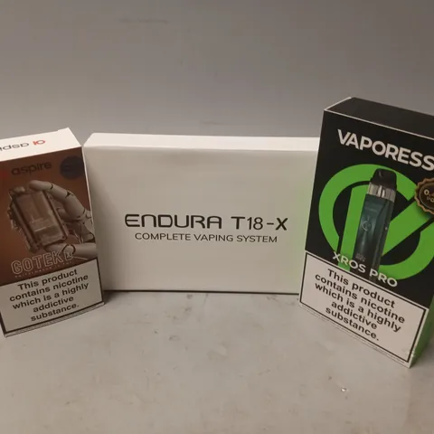 APPROXIMATELY 20 VAPES & E-CIGARETTES TO INCLUDE VAPORESSO XROS PRO, INNOKIN ENDURA T18-X, ASPIRE GOTEK, ETC