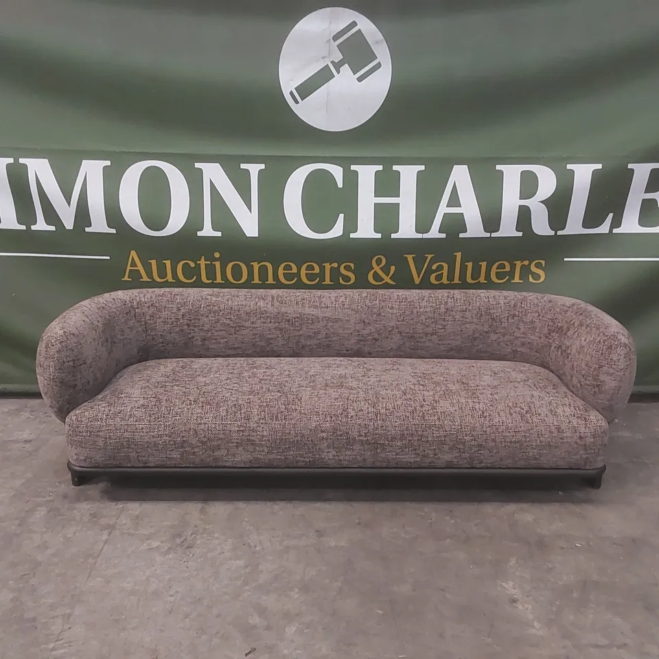 QUALITY DESIGNER DANETTI FLORENCE MOCHA FABRIC WITH DARK WOOD 3 SEATER SOFA RRP £1429