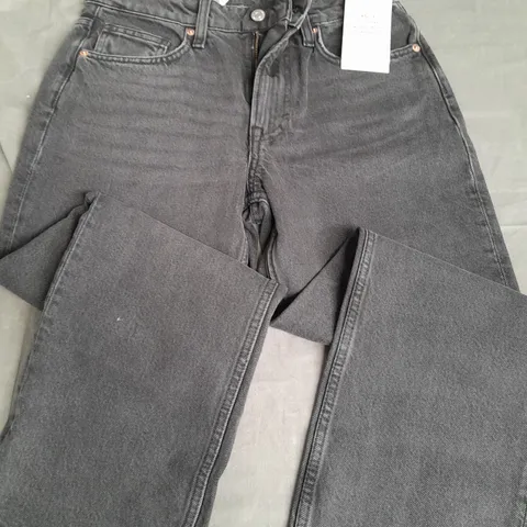 H&M &DENIM STRAIGHT REGULAR FIT BLACK JEANS - UK 10