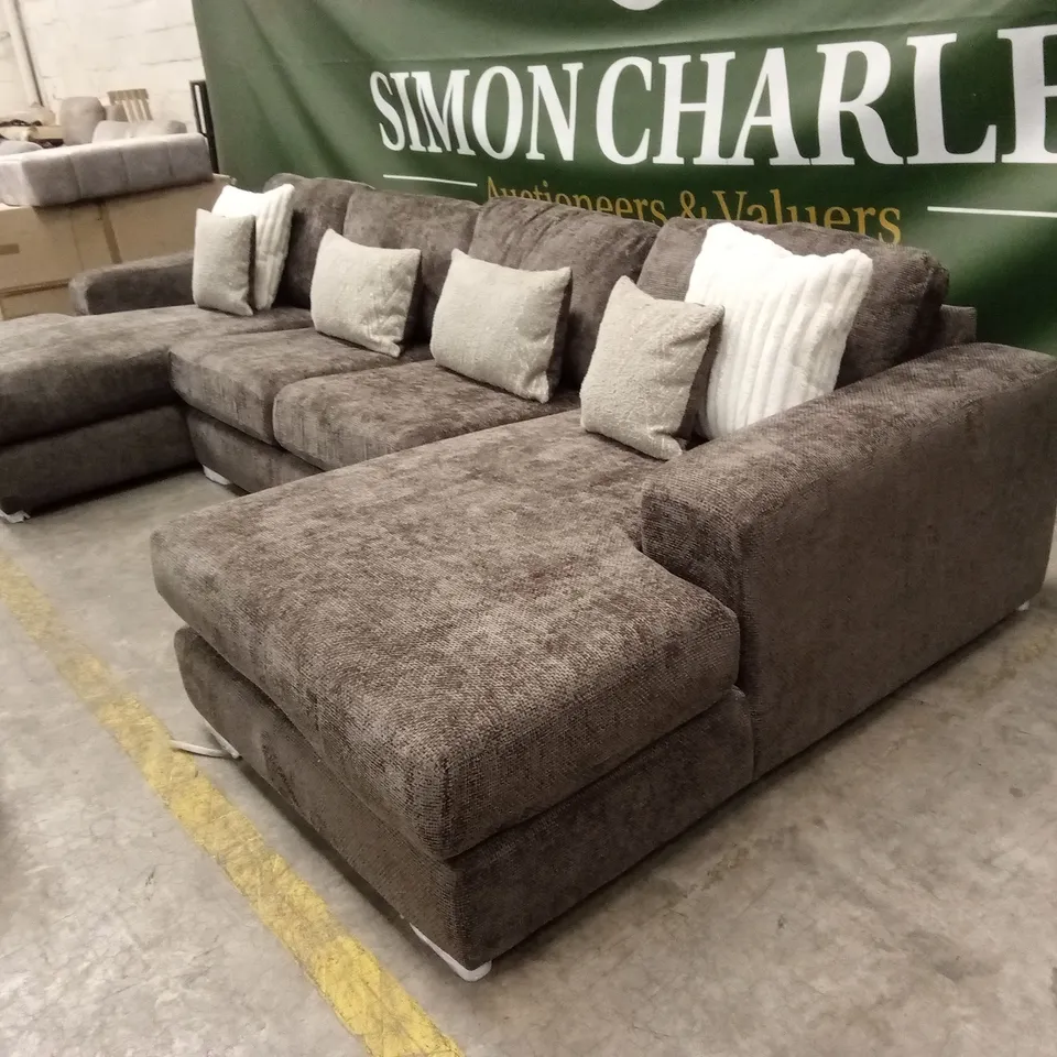 BROADGATE LARGE U-SHAPE MODULAR SOFA WITH FOOTSTOOL - MOCHA RRP £3399