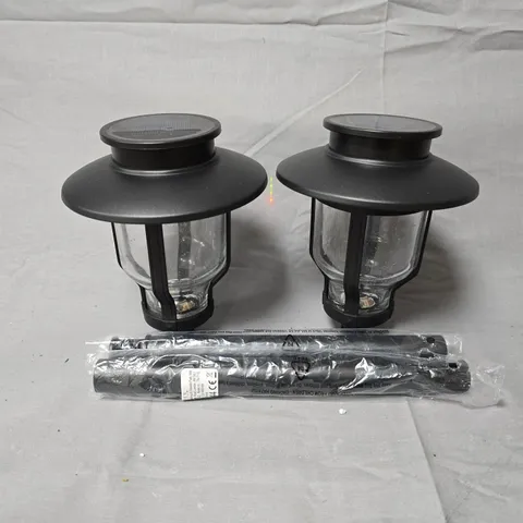 GARDEN REFLECTIONS SOLAR LANTERNS – SET OF 2, BUBBLE GLASS, WARM WHITE