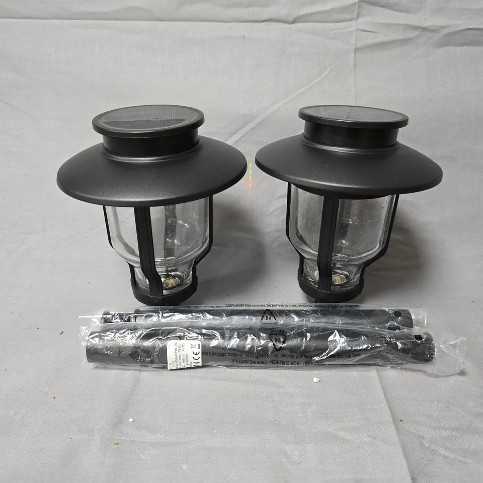 GARDEN REFLECTIONS SOLAR LANTERNS – SET OF 2, BUBBLE GLASS, WARM WHITE