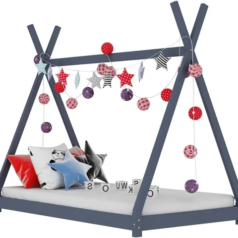 BOXED VIDAXL KIDS BED FRAME WITH SOLID PINE WOOD CONSTRUCTION - GREY (1 BOX)