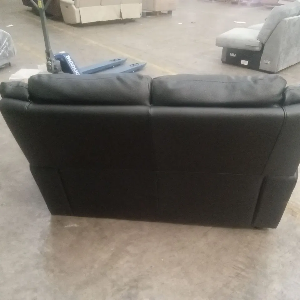 ALBION LUXURY FAUX LEATHER HIGH BACK 2 SEATER SOFA - BLACK RRP £519