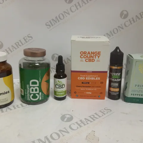 APPROXIMATELY 6 ASSORTED CBD FOOD SUPPLEMENT PRODUCTS TO CONTAIN OIL & GUMMIES