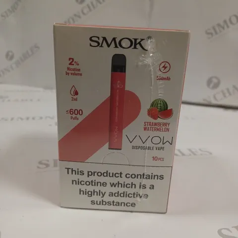 SEALED SMOK VVOW 10-PACK OF DISPOSABLE VAPES - STRAWBERRY WATERMELON