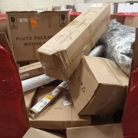 PALLET OF ASSORTED HOUSEHOLD GOODS AND PRODUCTS TO INCLUDE; AIR COOLER, MOVING BOXES ETC