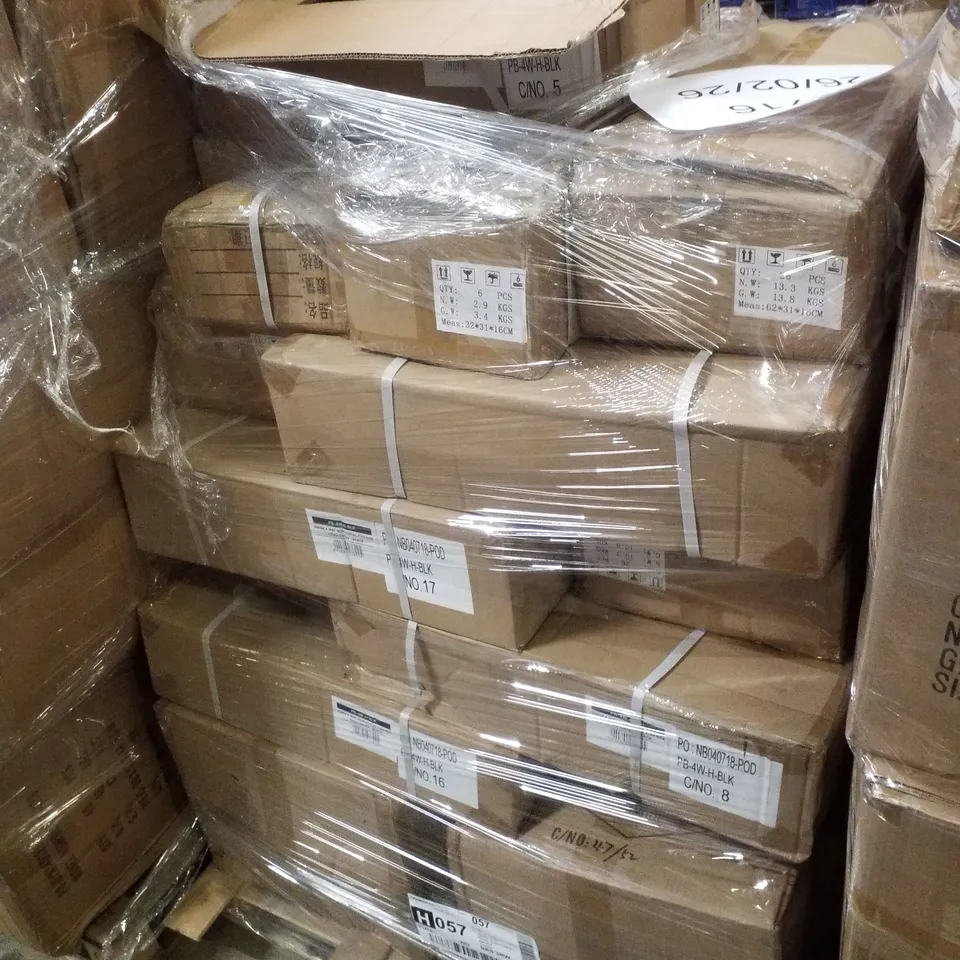 PALLET CONTAINING LARGE QUANTITY OF 4 WAY HORIZONTAL POD BOXES - BLACK