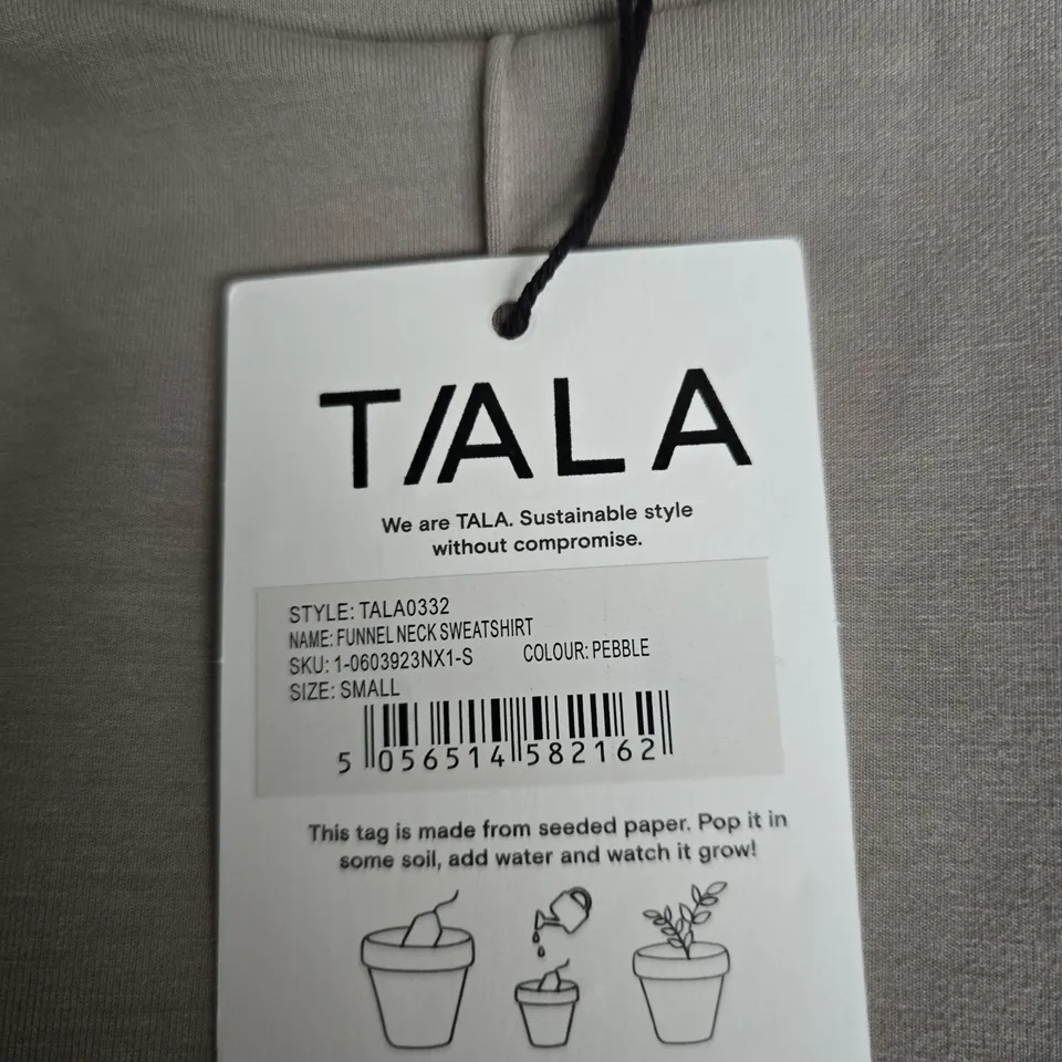 TALA FUNNEL NECK SWEATSHIRT – PEBBLE, UK SMALL