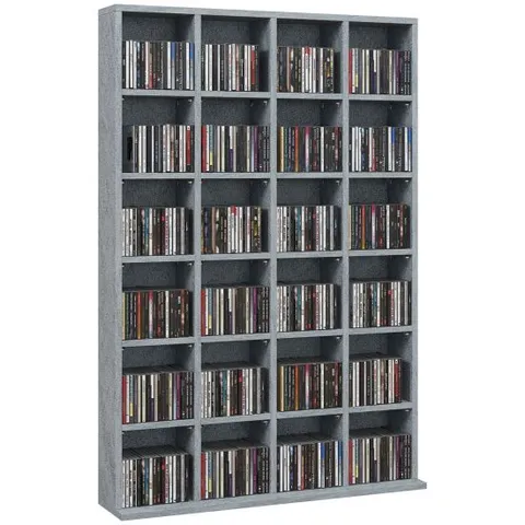HOMCOM CD STORAGE UNIT WITH ADJUSTABLE SHELVES, 89 X 130.5 CM, CEMENT GREY (1BOX)