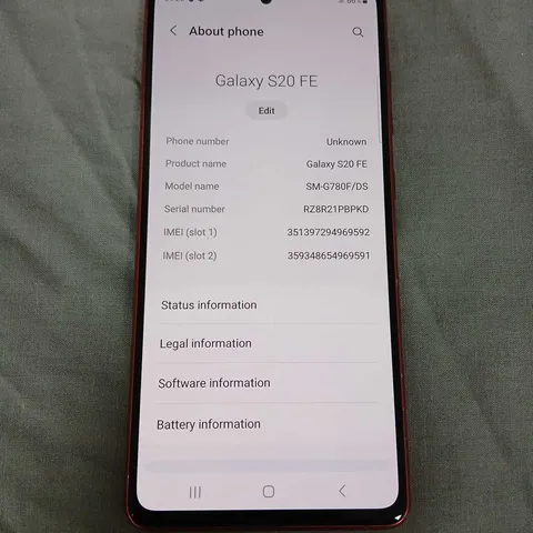 SAMSUNG GALAXY S20 FE SMARTPHONE - RED