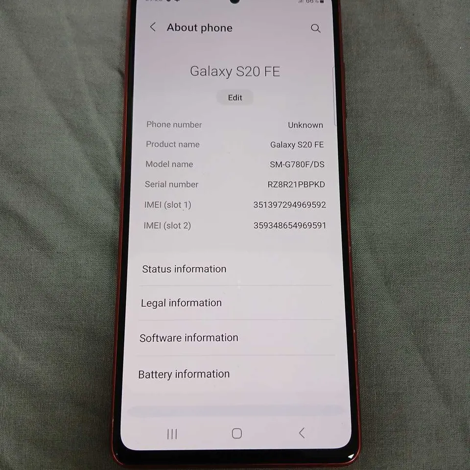 SAMSUNG GALAXY S20 FE SMARTPHONE - RED