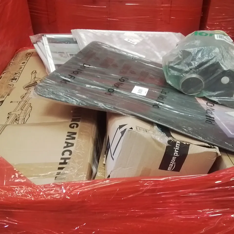 PALLET OF ASSORTED HOUSEHOLD GOODS AND PRODUCTS TO INCLUDE;JUICER,ROWING MACHINE,PET SAFETY BARRIER