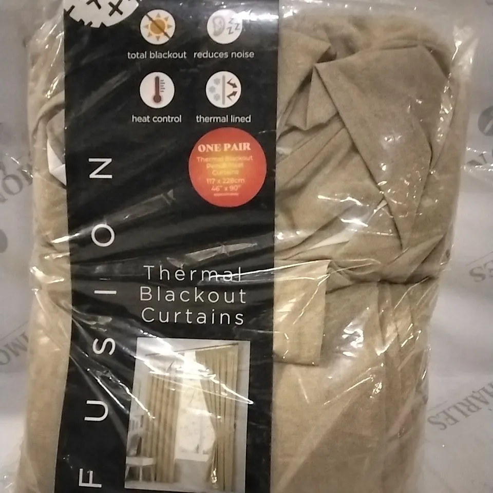 BAGGED FUSION THERMOL POLYESTER BLACKOUT CURTAIN PAIR (SET OF 2) DIJON - 46X90 LINED