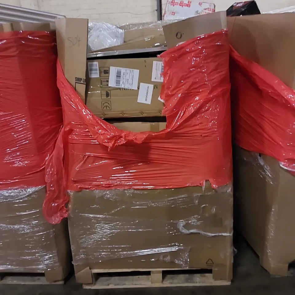 PALLET TO CONTAIN ASSORTED HOUSEHOLD ITEMS AND CONSUMER PRODUCTS. INCLUDING BOXED FURNITURE ETC 