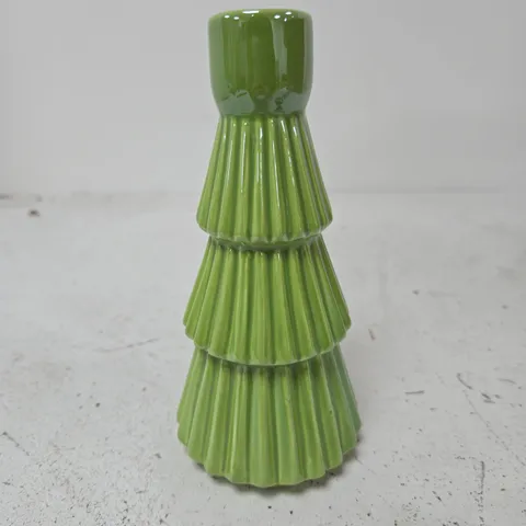 8 X GISELA GRAHAM LONDON GREEN TREE-SHAPED CERAMIC CANDLE HOLDERS