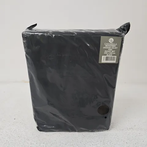 CASABELLA MICROFIBER CRUSHED VELVET KING DUVET SET – BLACK (230 X 220 CM)