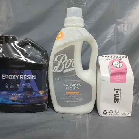 APPROXIMATELY 10 ASSORTED HOUSEHOLD ITEMS TO INCLUDE WASHING UP LIQUID, EPOXY RESIN, ETC - COLLECTION ONLY
