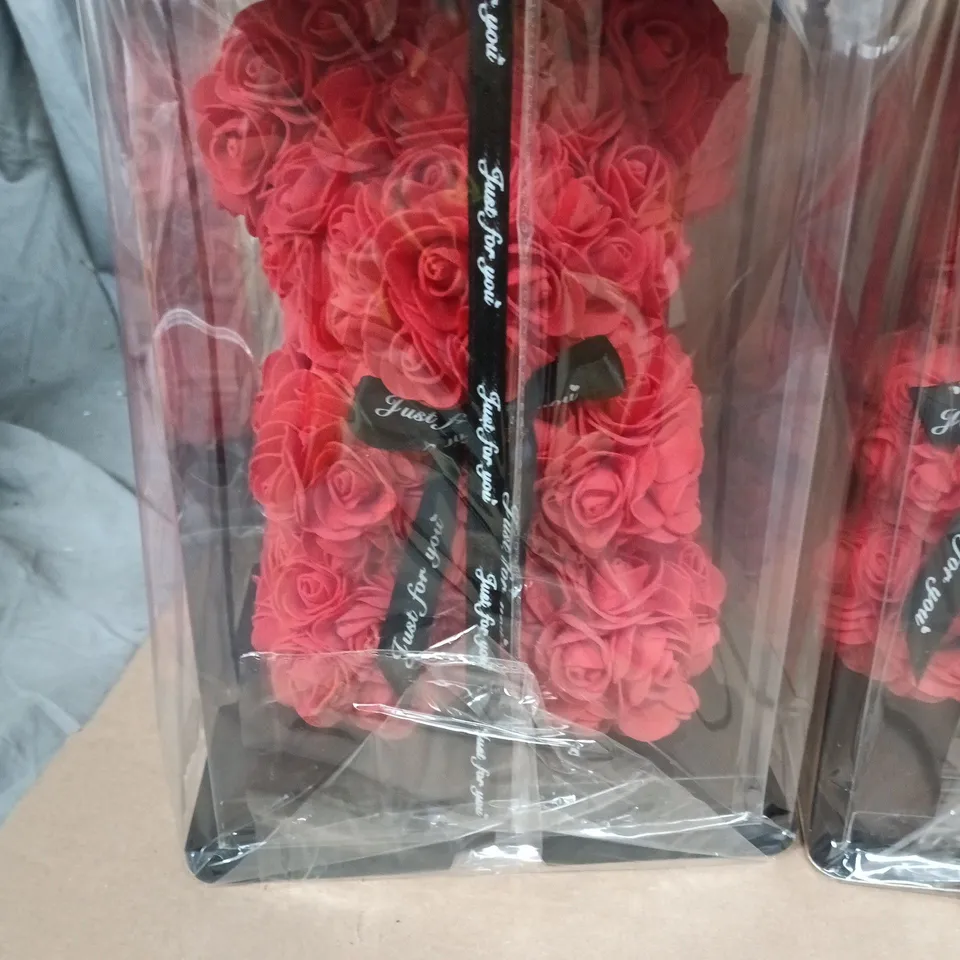 BOX OF 12 FAUX ROSE BEAR DISPLAY 