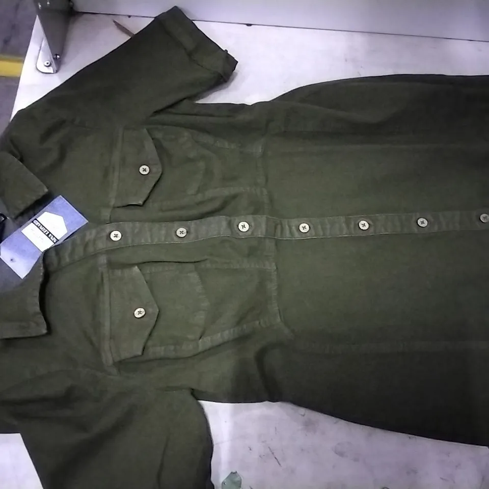 BOX CONTAINING NINA LEONARD  GREEN DENIM DRESS SIZE L, 13 PCS 
