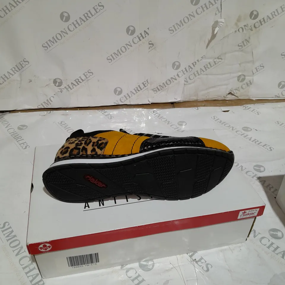 BOXED RIEKER TRAINERS YELLOW, BLACK AND WHITE SIZE 8.5