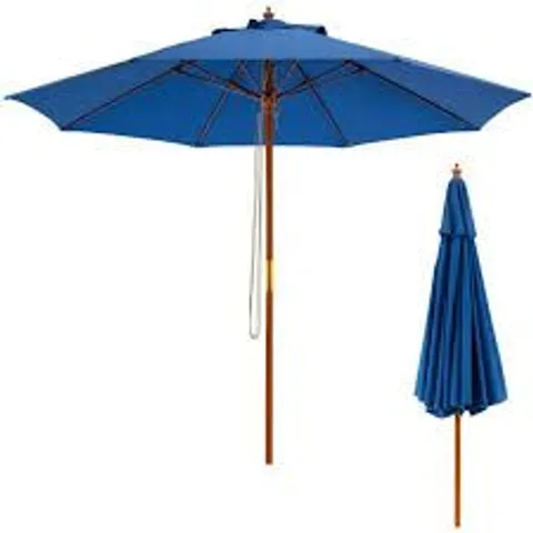 BOXED COSTWAY 2.83M GARDEN PARASOL WITH 3 GEAR POSITION IN BLUE