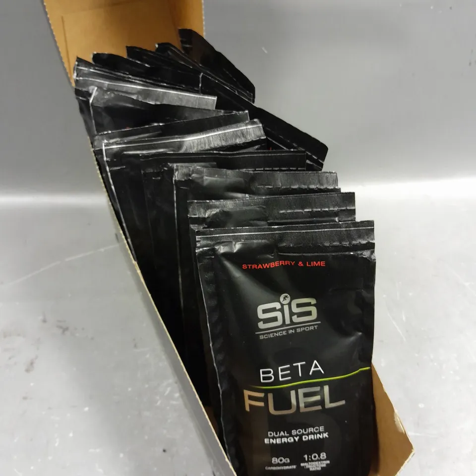 BOXED SIS BETA FUEL DUAL SOURCE ENERGY DRINK - 15 X 82G - STRAWBERRY & LIME 