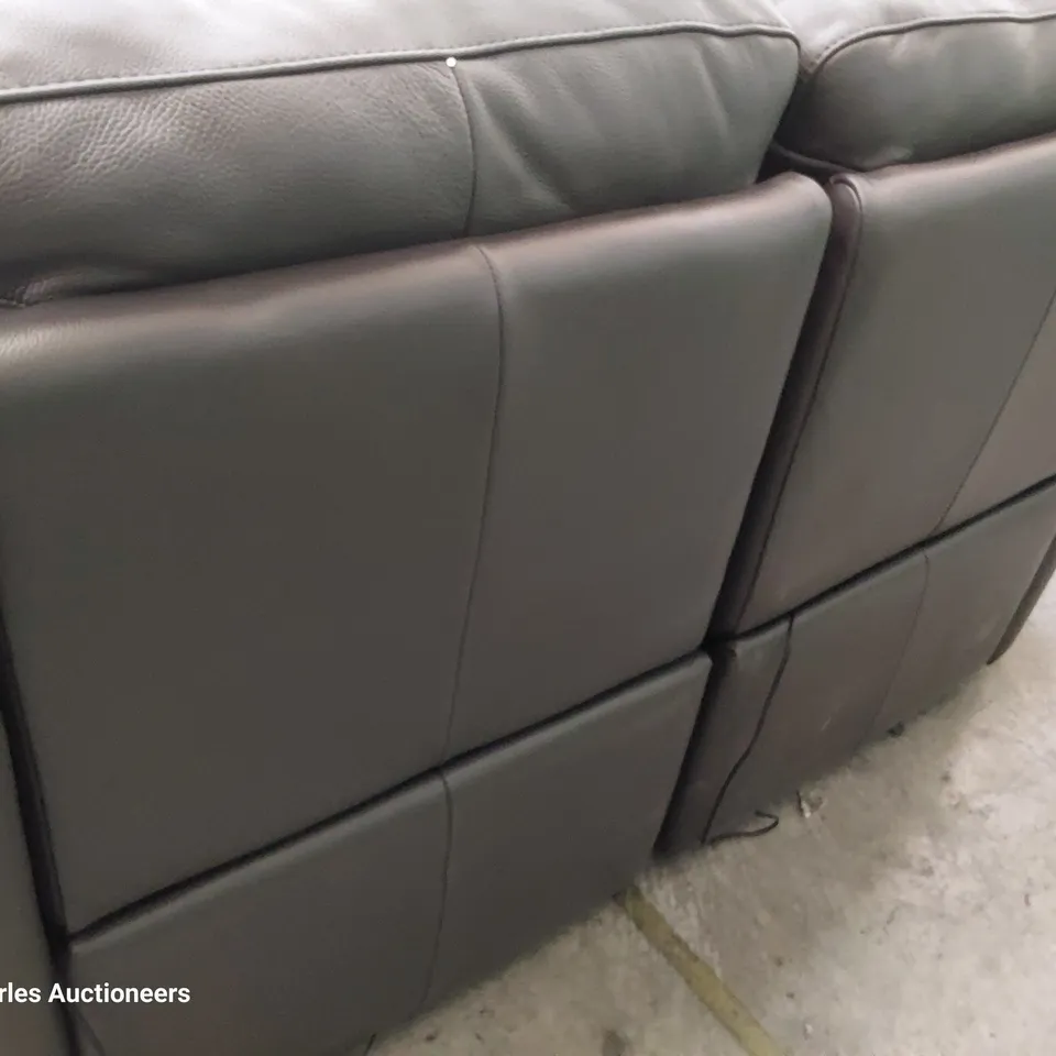 QUALITY ITALIAN DESIGNER POWER RECLINING TWO SEATER SOFA GREY LEATHER
