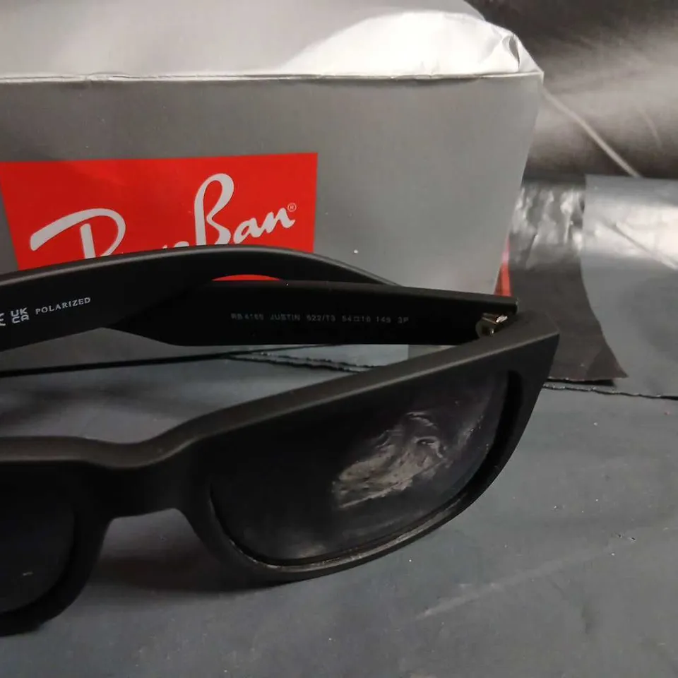 RAY-BAN RB4145 JUSTIN SUNGLASSES – BLACK MATTE, POLARISED (MADE IN ITALY)