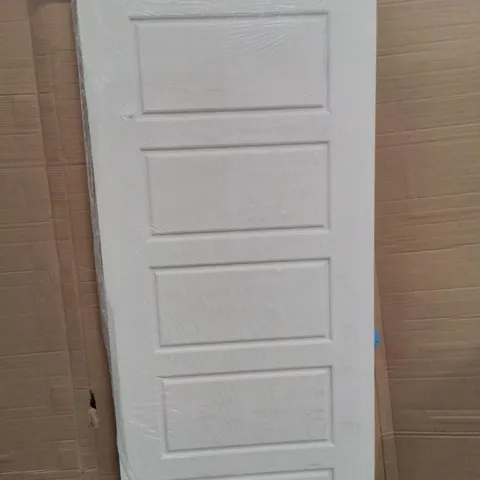 BOXED PREMDOR INTERNAL 5 PANEL SMOOTH MOULDED FIRE DOOR APPROXIMATELY 1981×838×44MM