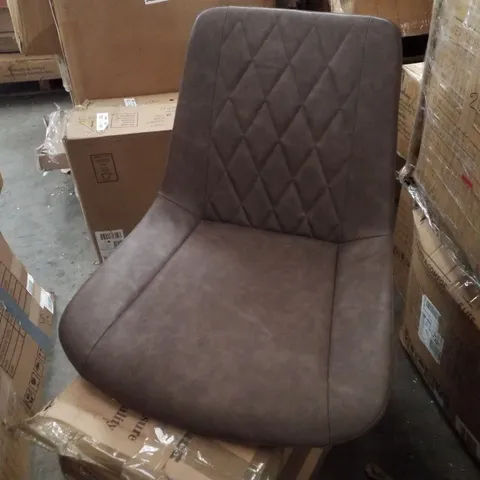 BOXED SET OF 2 FAUX LEATHER DINING CHAIRS - DARK BROWN LEATHER