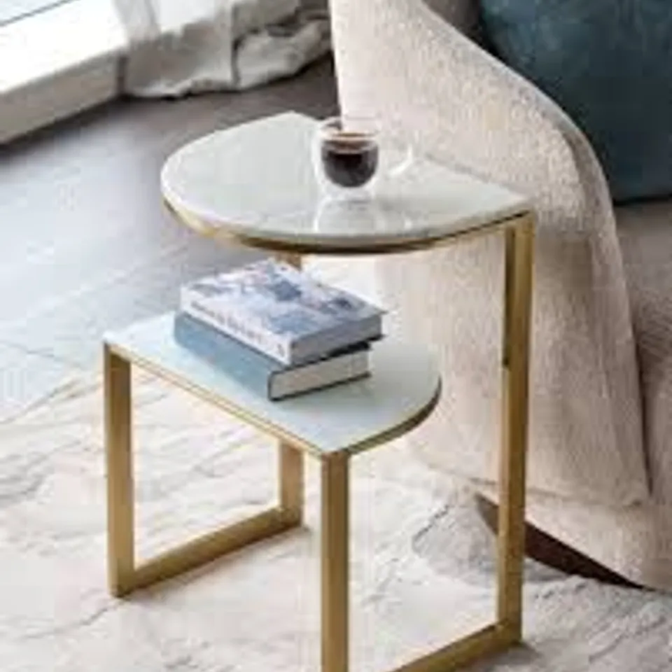 BOXED DANETTI DEMI WHITE MARBLE SIDE TABLE