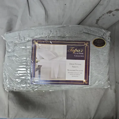 TOPAZ LUXE HOME COLLECTION DEEP FITTED SHEETS – MICROFIBER POLYESTER, GREY, BOX OF APPROXIMATELY 14