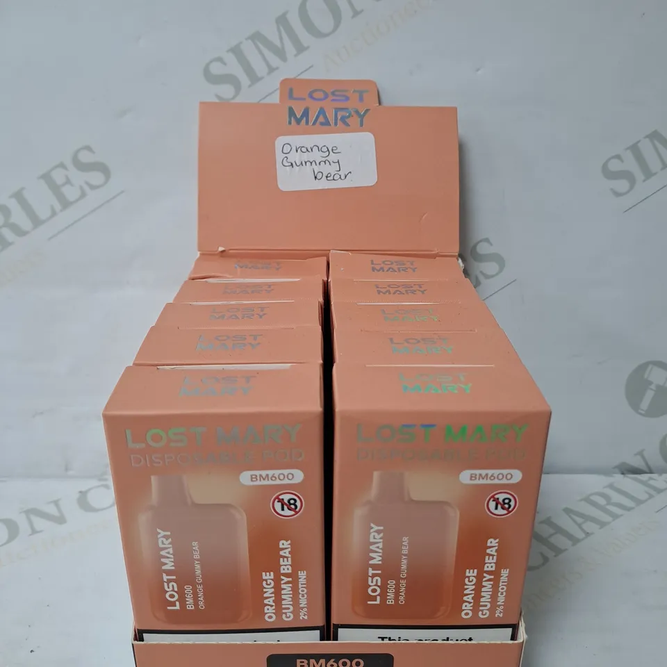 BOX OF 10 LOST MARY DISPOSABLE PODS ORANGE GUMMY BEAR