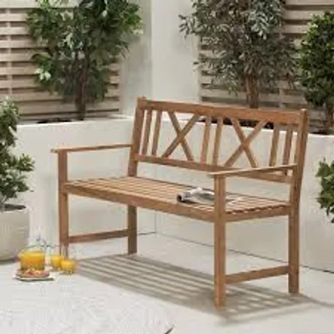 CAMBRIDGE LIGHT TEAK OUTDOOR 3 SEATER ACACIA WOOD BENCH