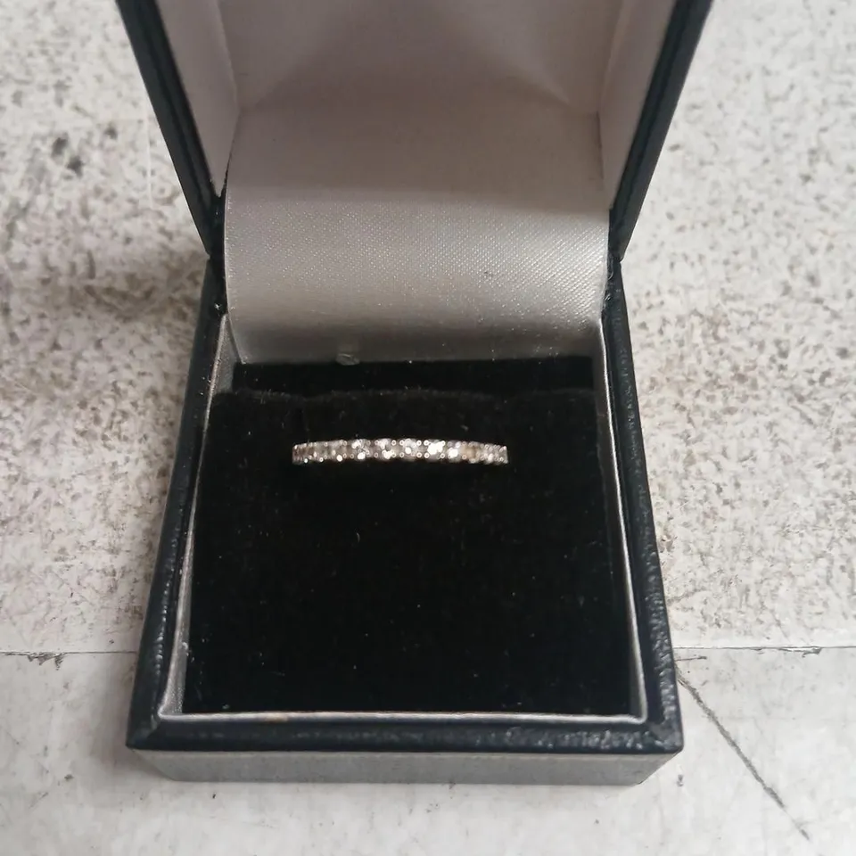 DIAMONIQUE 0.3CT TW PLATINUM PLATED MINI ICON RING STERLING SILVER