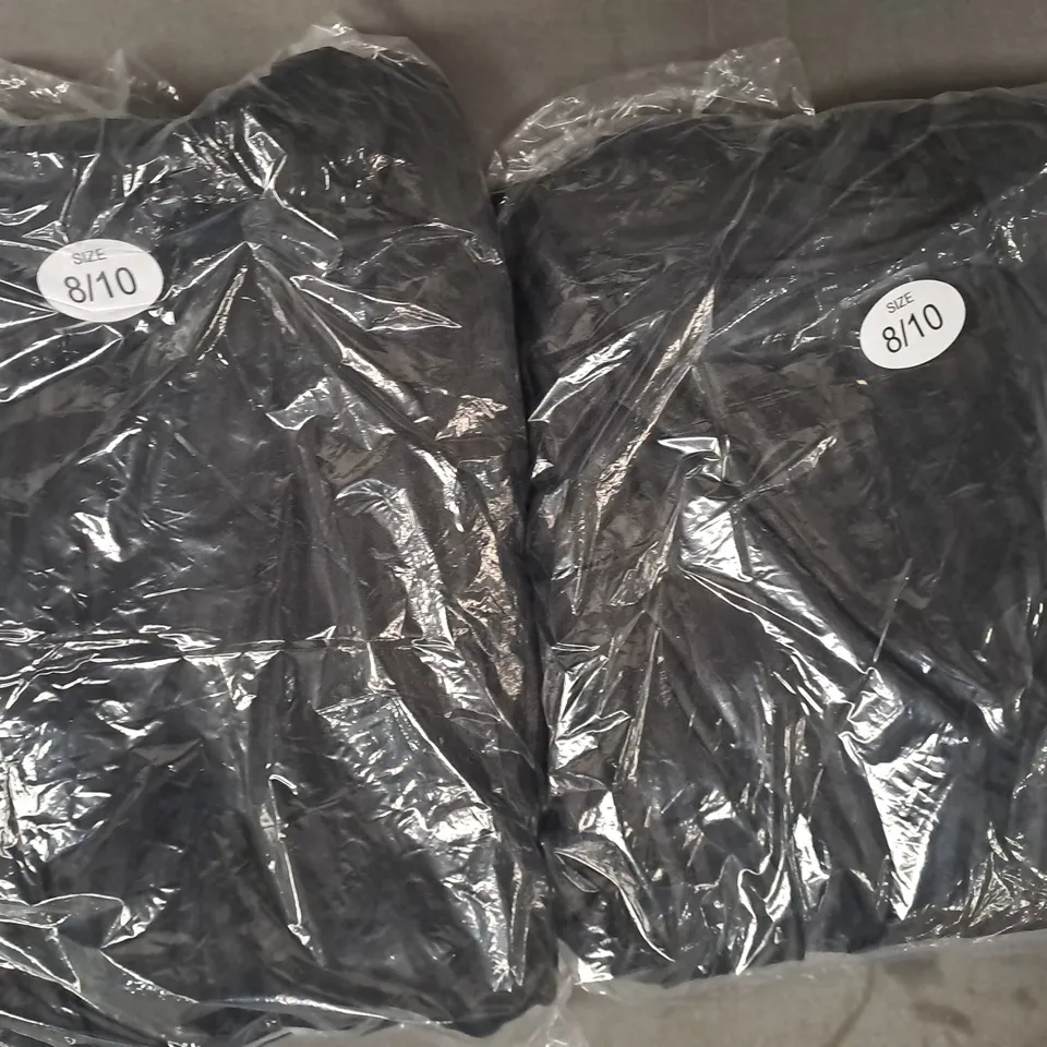 BOX OF APPROXIMATELY 25 ASSORTED BLACK STRIPE SATIN WRAPS IN VARIOUS SIZES - COLLECTION ONLY